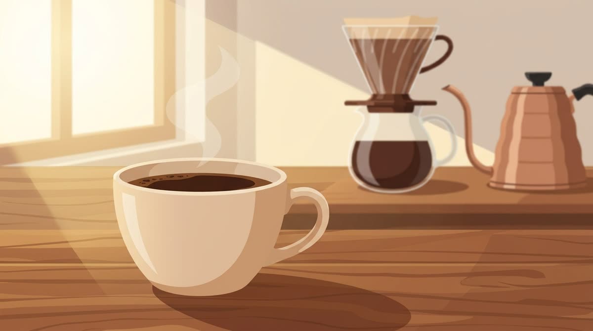 Secangkir kopi hasil seduh manual di rumah